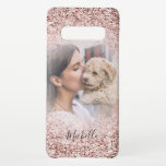 Rose Gold Glitter Sparkle Photo Monogram  Samsung Galaxy Case<br><div class="desc">This is a cool  photo template consisting of a rose gold glitter gradient over your favourite photo,  and easy to edit typography.</div>