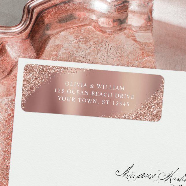 Rose Gold Glitter Sparkle Wedding Return Address (Creator Uploaded)