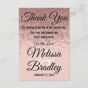 Rose Gold Glitter Sparkles Blush Pink Thank You