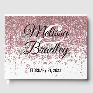 Rose Gold Glitter Sparkles White Guestbook