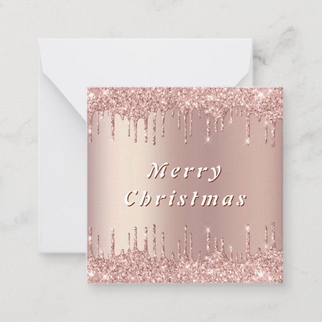 Rose Gold Glitter Sparkly Christmas Card (Front)