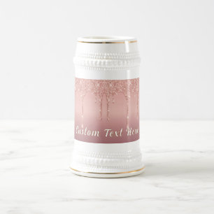 Rose Gold Glitter Sparkly Custom Text Beer Stein