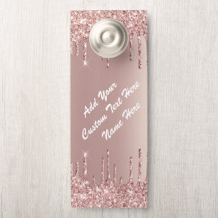 Rose Gold Glitter Sparkly Custom Text Door Hanger