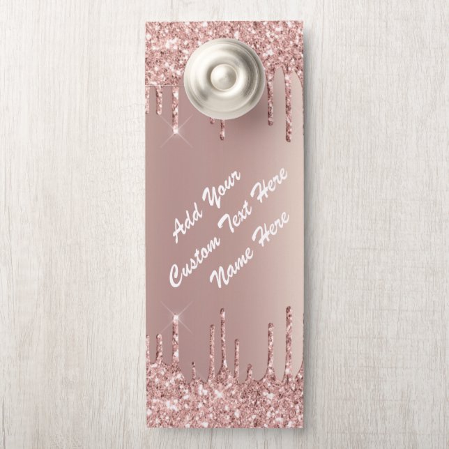 Rose Gold Glitter Sparkly Custom Text Door Hanger (On Knob)