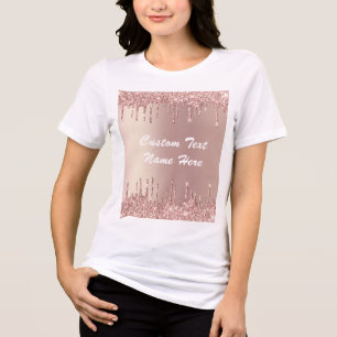 Rose Gold Glitter Sparkly Custom Text Your Name Tri-Blend Shirt