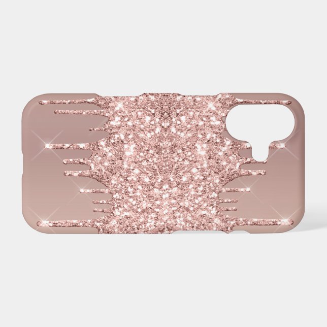 Rose Gold Glitter Sparkly Drips iPhone Case (Back Horizontal)