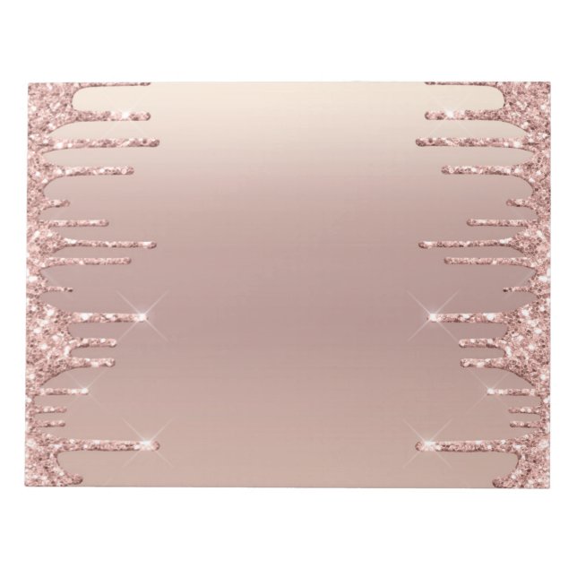 Rose Gold Glitter Sparkly Drips Notepad (Front)
