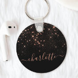 Rose Gold Glitter Sparkly Elegant Glamorous Script Key Ring<br><div class="desc">Create your own personalized black and rose gold diamond sparkle keychain with your custom modern handwritten script name.</div>