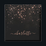 Rose Gold Glitter Sparkly Elegant Glamorous Script Magnet<br><div class="desc">Create your own personalized black and rose gold diamond sparkle magnet with your custom modern handwritten script name.</div>