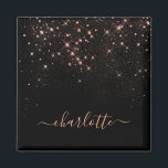 Rose Gold Glitter Sparkly Elegant Glamorous Script Magnet<br><div class="desc">Create your own personalized black and rose gold diamond sparkle magnet with your custom modern handwritten script name.</div>