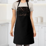 Rose Gold Glitter Sparkly Elegant Glamourous Scrip Apron<br><div class="desc">Create your own personalised black and rose gold diamond sparkle apron with your custom modern handwritten script name.</div>