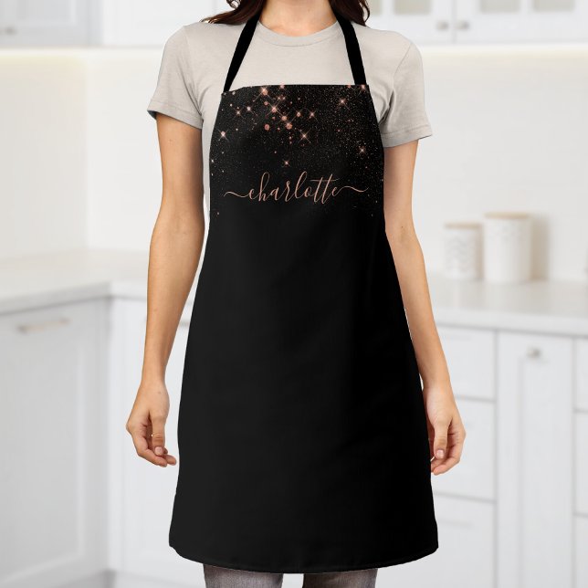 Rose Gold Glitter Sparkly Elegant Glamourous Scrip Apron (Creator Uploaded)