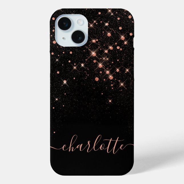 Rose Gold Glitter Sparkly Elegant Glamourous Scrip Case-Mate iPhone Case (Back)