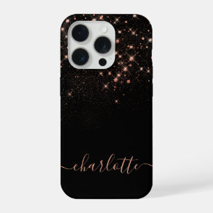 Rose Gold Glitter Sparkly Elegant Glamourous Scrip iPhone 15 Pro Case