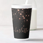 Rose Gold Glitter Sparkly Elegant Glamourous Scrip Latte Mug<br><div class="desc">Create your own personalised black and rose gold diamond sparkle latte mug with your custom modern handwritten script name.</div>