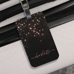 Rose Gold Glitter Sparkly Elegant Glamourous Scrip Luggage Tag<br><div class="desc">Create your own personalised black and rose gold diamond sparkle luggage tag with your custom modern handwritten script name.</div>