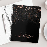 Rose Gold Glitter Sparkly Elegant Glamourous Scrip Planner<br><div class="desc">Create your own personalised black and rose gold diamond sparkle planner with your custom modern handwritten script name.</div>