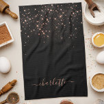 Rose Gold Glitter Sparkly Elegant Glamourous Scrip Tea Towel<br><div class="desc">Create your own personalised black and rose gold diamond sparkle kitchen towel with your custom modern handwritten script name.</div>