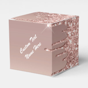 Rose Gold Glitter Sparkly Gift Boxes Custom Text