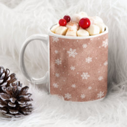 Rose Gold Glitter Stars Snowflakes Coffee Mug