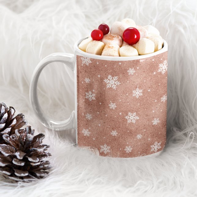 Rose Gold Glitter Stars Snowflakes Coffee Mug (Creator Uploaded)