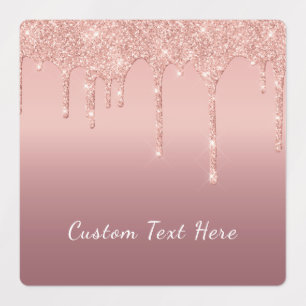 Rose Gold Glitter Stickers Personalised Text