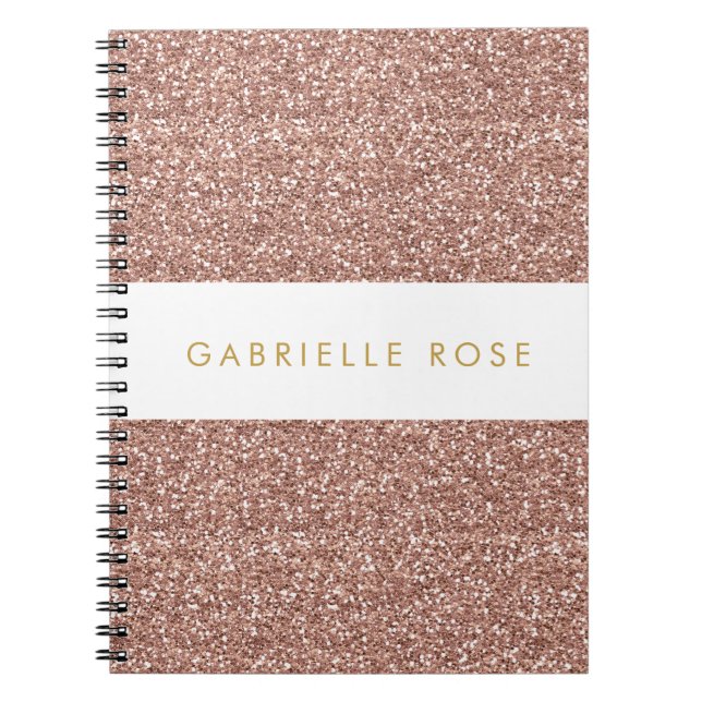 Rose Gold Glitter Stripe Personalised Notebook (Front)