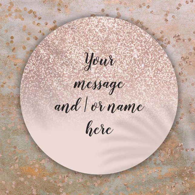 Rose Gold Glitter Style Personalised Classic Round Sticker (Rose Gold Glitter Style Personalized Classic Round Sticker)