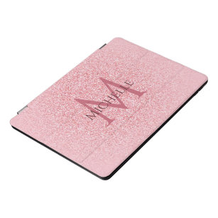 Rose Gold Glitter Stylish Trendy Girly Monogram iPad Pro Cover