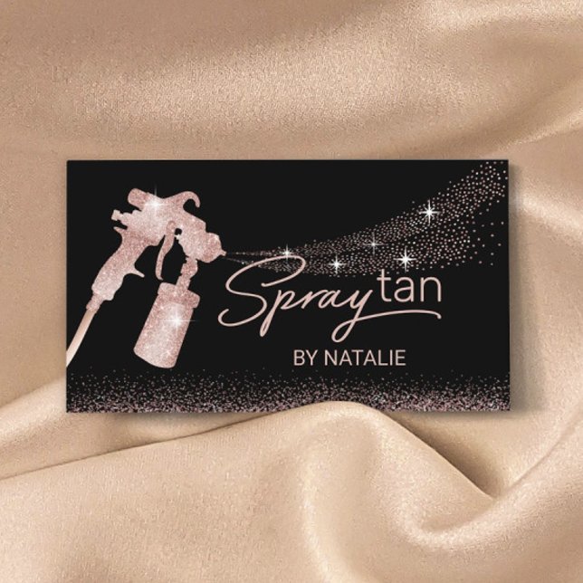 Rose Gold Glitter Sunless Tanning Mobile Spray Tan Business Card (Creator Uploaded)