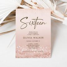 Rose Gold Glitter Sweet 16 Birthday Party