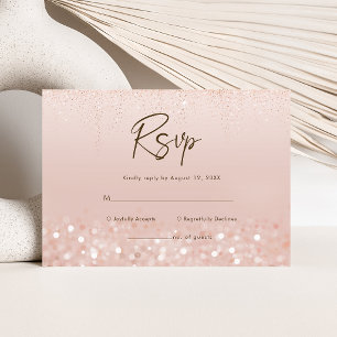 Rose Gold Glitter Sweet 16 Birthday RSVP Card