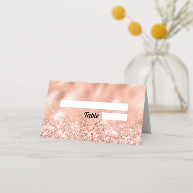 Rose Gold Glitter Sweet 16 Place Card (Front)