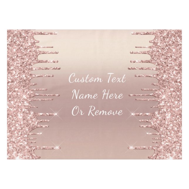 Rose Gold Glitter Tablecloth Personalised Text (Front (Horizontal))
