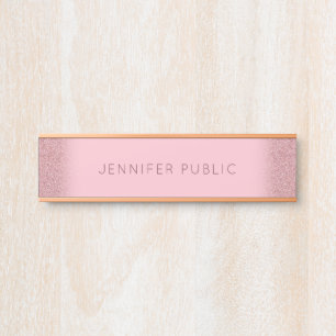 Rose Gold Glitter Template Elegant Modern Glamour Door Sign