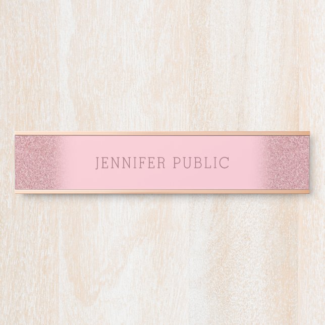 Rose Gold Glitter Template Elegant Modern Simple Door Sign (Front)