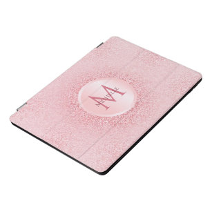 Rose Gold Glitter Template Trendy Girly Monogram iPad Pro Cover
