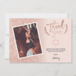 Rose gold glitter thank you bat mitzvah photo<br><div class="desc">A modern,  original and simple faux rose gold glitter ombre thank you bat mitzvah with cross invitation on a fully customisable blush pink colour background. Upload your photo.</div>