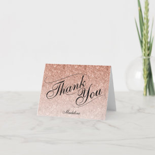 Rose Gold Glitter Thank You Card