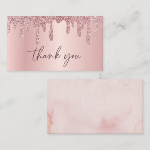 Rose Gold Glitter Thank you cards