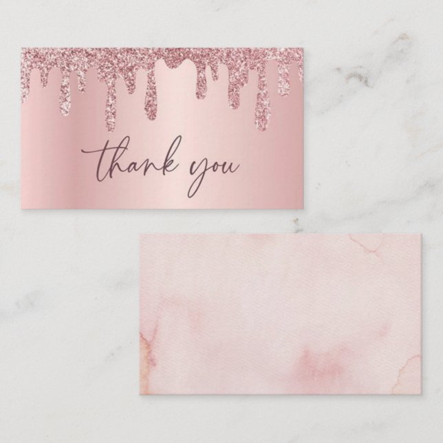 Rose Gold Glitter Thank you cards (Front/Back)