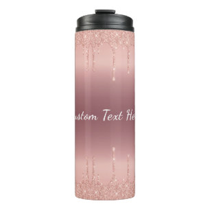 Rose Gold Glitter Thermal Tumbler Personalise Text