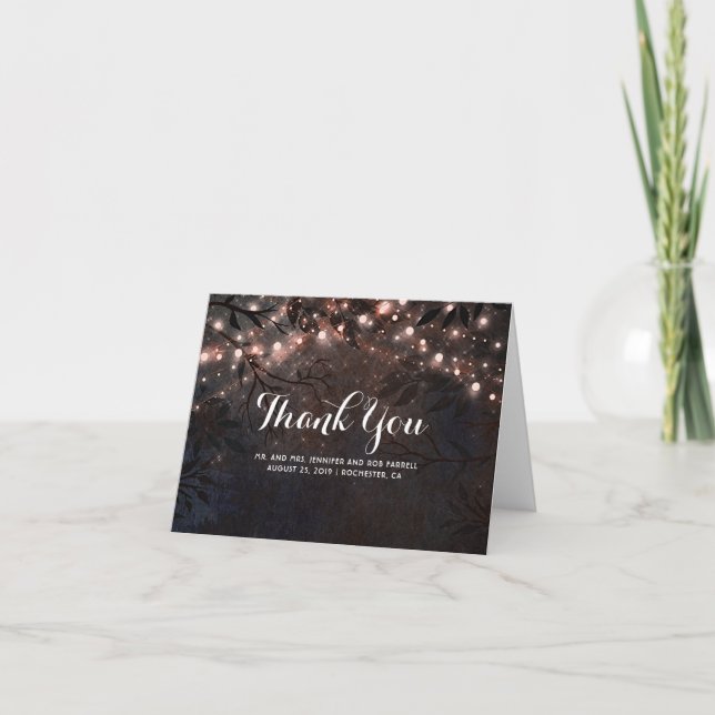 Rose Gold Glitter Tree Branches Thank You Card (Front)