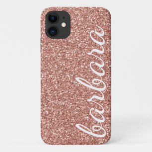 Rose Gold Glitter Trendy Script Personalised Case-Mate iPhone Case