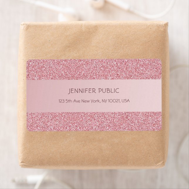 Rose Gold Glitter Trendy Template Elegant Shipping (Insitu)