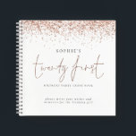 Rose Gold Glitter Twenty First Birthday Guest Book<br><div class="desc">Rose Gold Glitter Twenty First Birthday Party Guest Book. An alternative to the regular guest book in this collection. A great keepsake of your special 21st birthday celebrations. With a stylish set script for Twenty First and easily personalise the rest of the text on the front and back.</div>