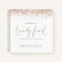 Rose Gold Glitter Twenty First Birthday Guest Book