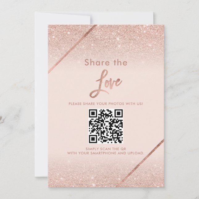 Rose gold glitter typography blush pink sign invitation (Front)