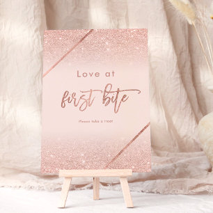 Rose gold glitter typography blush pink sign invitation