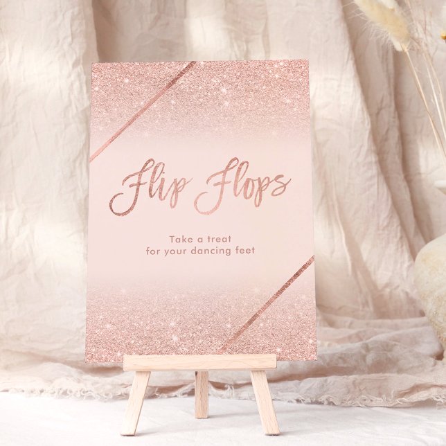 Rose gold glitter typography blush pink sign invitation (Rose gold glitter typography blush pink sign invitation, flip flops)